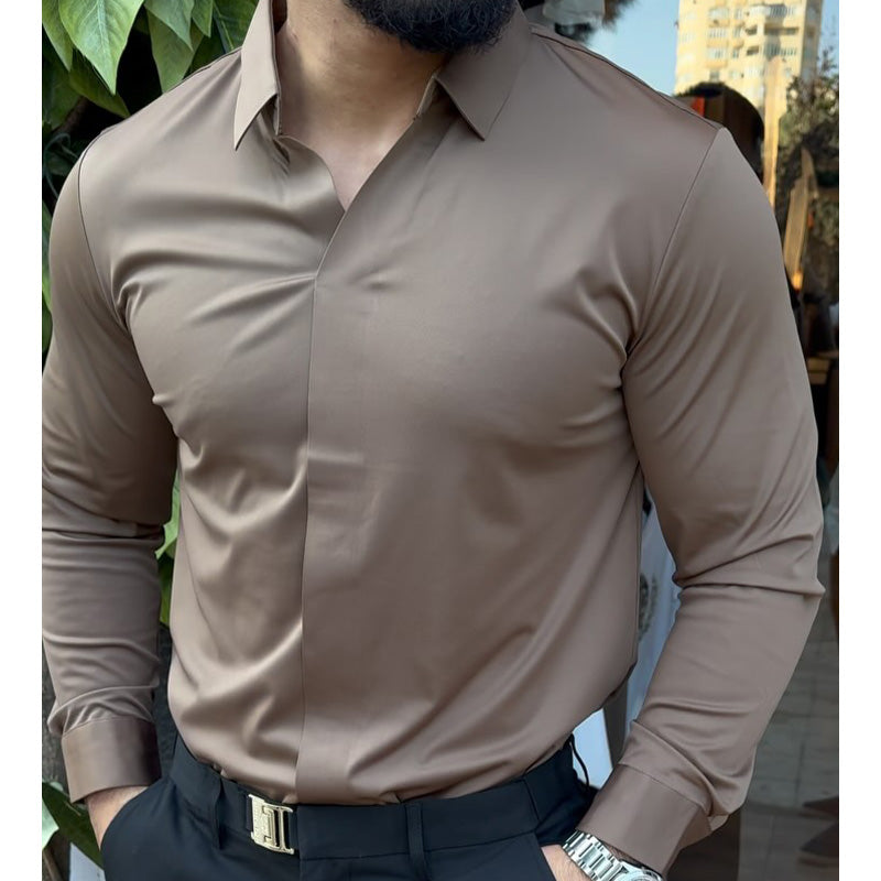 Herrskjorta i slim fit, enfärgad