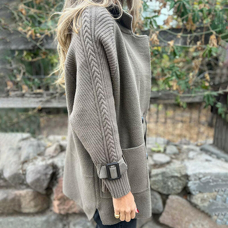 🍂💕Damrock i mellanglängd med dubbla knappar och revers