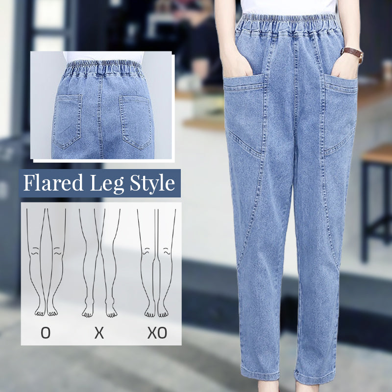 Stretchiga damjeans med hög midja och raka ben