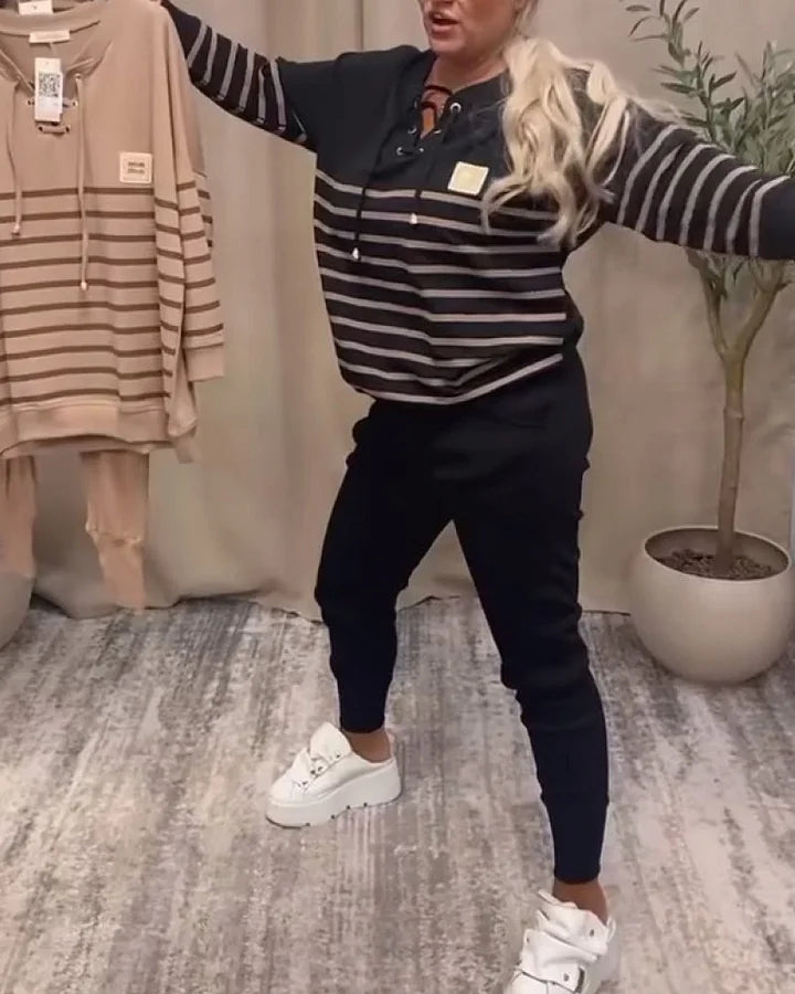 Casual tvådelade sportset med ränder