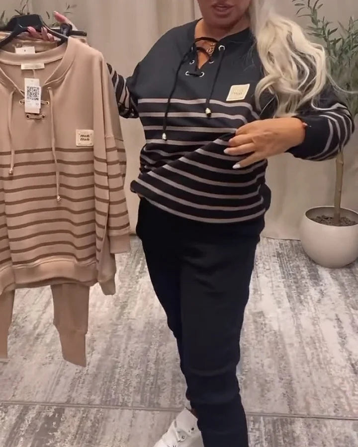 Casual tvådelade sportset med ränder