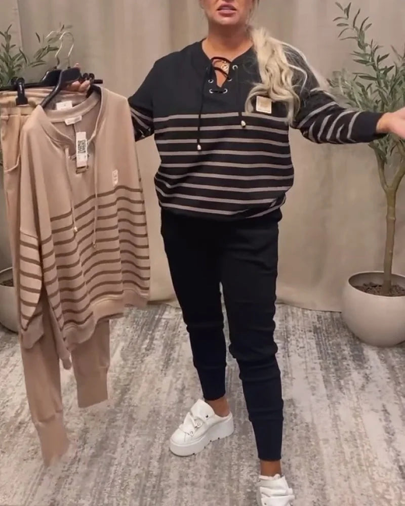 Casual tvådelade sportset med ränder