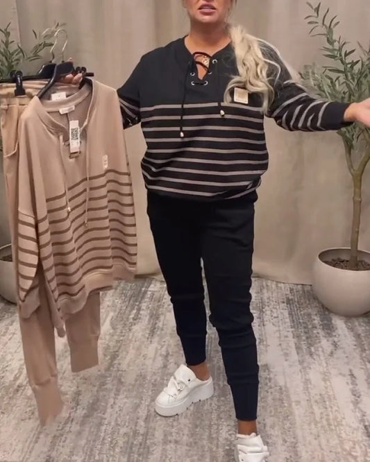 Casual tvådelade sportset med ränder