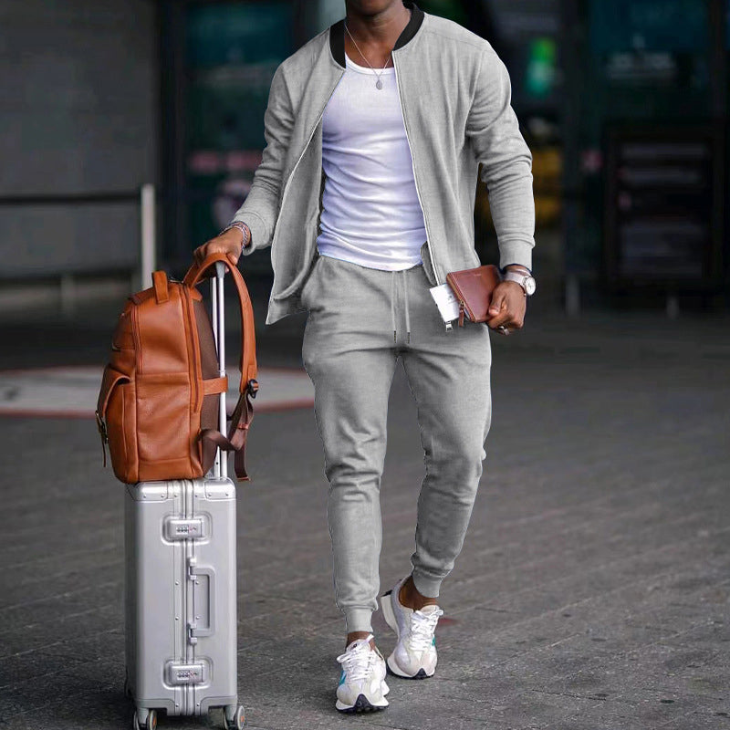 🔥Het försäljning🔥Snygg långärmad jacka och joggingbyxor för män, 2-delat set