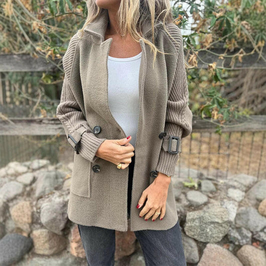 🍂💕Damrock i mellanglängd med dubbla knappar och revers