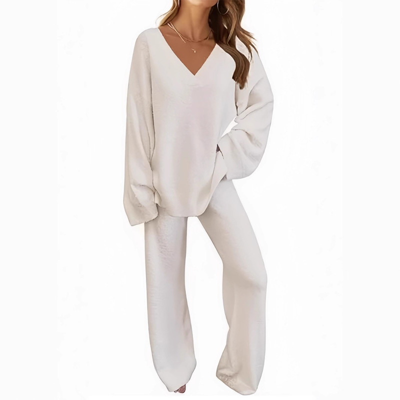 🎉Denna veckas specialerbjudanden - 50% RABATT✨Damset med V-ringad långärmad tröja och byxor